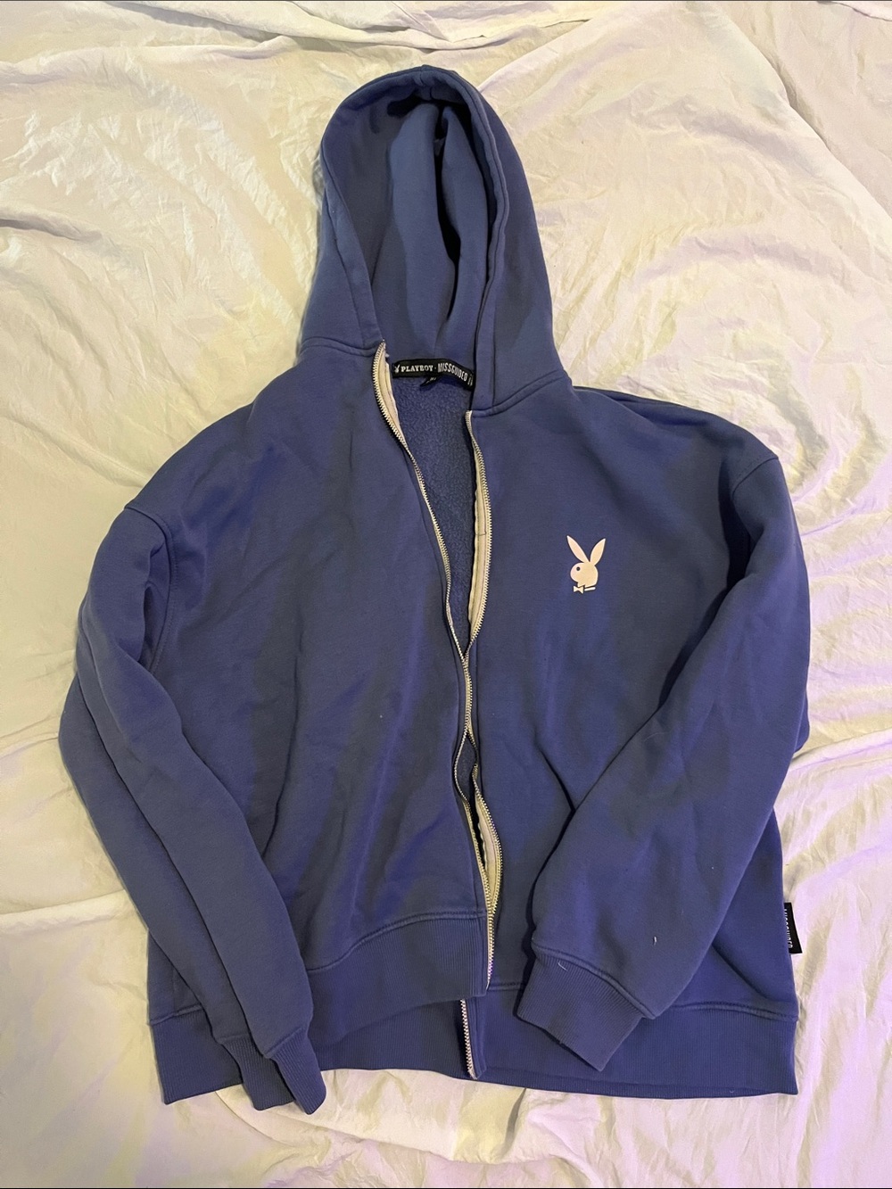 PLAYBOY Purple Zip-Up Hoodie with Bunny Logo